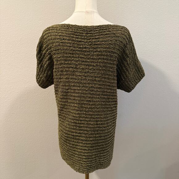 Lauren Ralph Lauren Medium Darbye Crochet Short Sleeve Top Olive Green Boho Fall - Picture 2 of 6